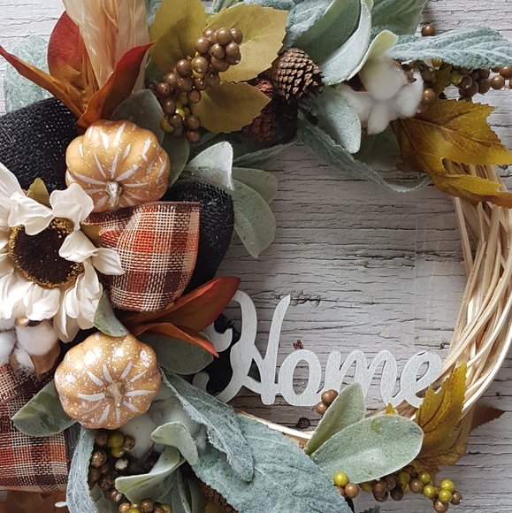 Fall Farmhouse Wreath Handmade Autumn Wreath Decor - Picture 2 of 5